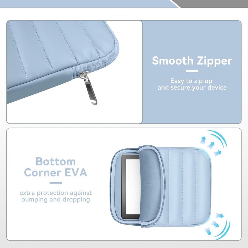 Clezolraa 6-7 Inch Puffy Sleeve Case for 7" Kindle Paperwhite 12th Gen/Colorsoft 2024, 6.8" Kindle Paperwhite 11th Gen, 6" Kindle 11th Gen 2024/2022, Oasis, Protective Pouch Bag, Blue - Image 5